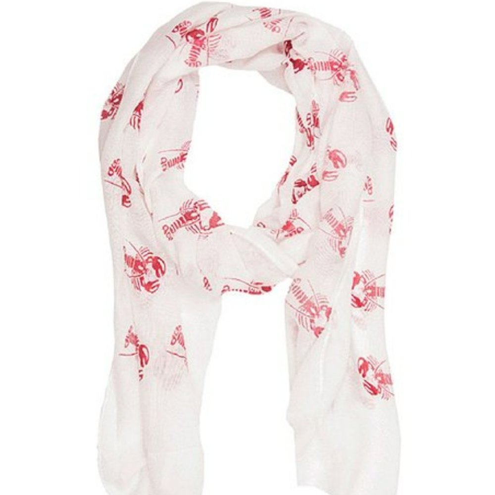 White & Red Lobster Scarf by "LOOK"